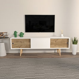 Hanah Home Ecrin Soporte de TV Blanco y Nogal